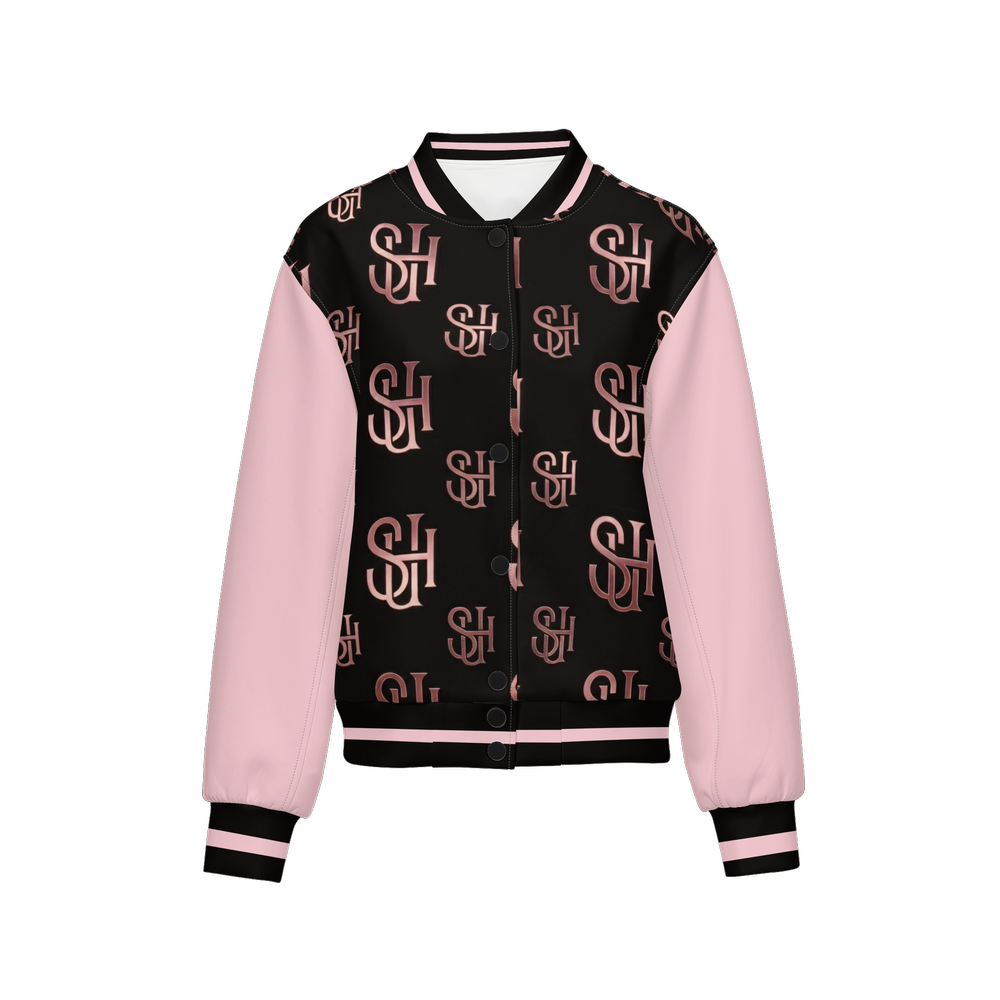 Pink Logo Women's Warm-Up Fill Bomber Jacket