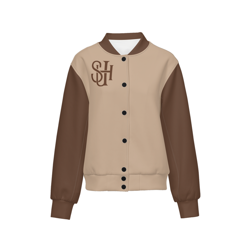 Women's Double Layered Bomber Sports Jacket-Techno Scuba Knit