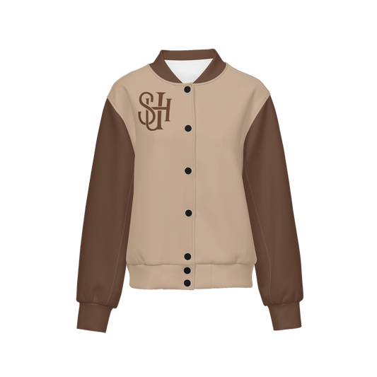 Women's Double Layered Bomber Sports Jacket-Techno Scuba Knit