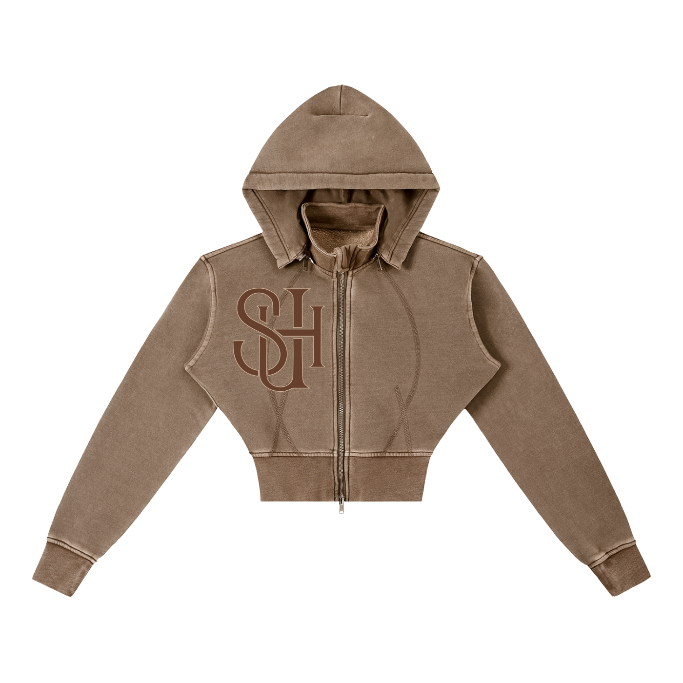 SH Logo Vintage Washed Cropped Fleece Hoodie