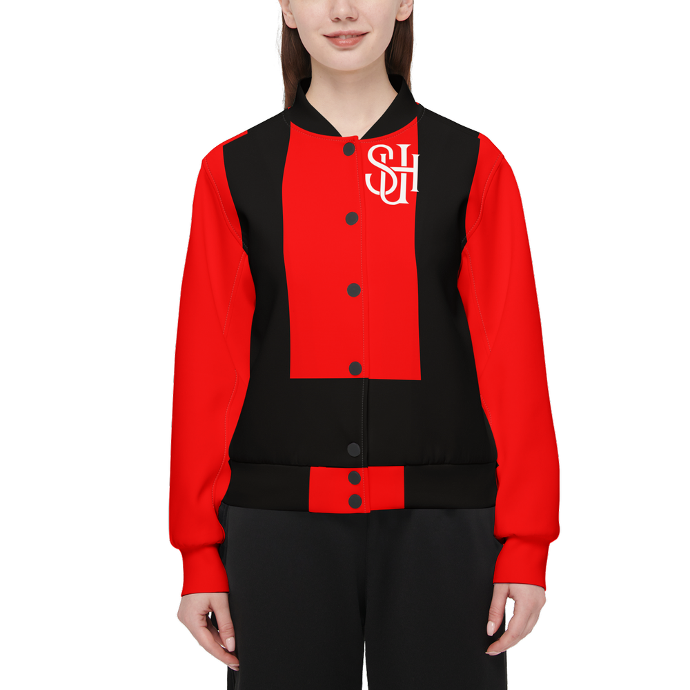 Women's Double Layered Bomber Sports Jacket-Techno Scuba Knit