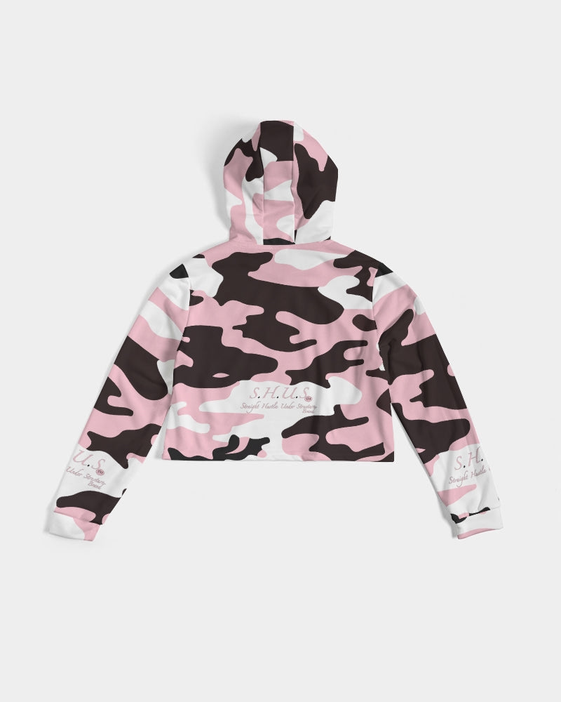 SHUS Brand Pink & Ready Camo Women's luxury Cropped Hoodie