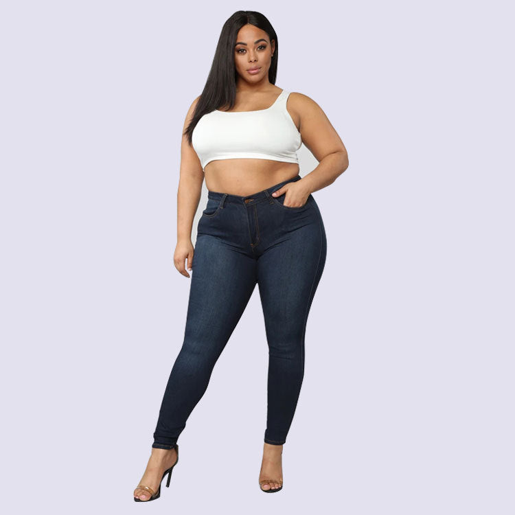 SHUS Brand Women's Plus Size High Elastic Denim Pencil Pants