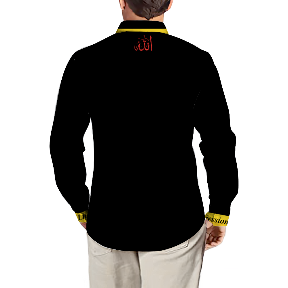 SHUS Brand Islam Men's Fit Camp Collar Long Sleeve Shirt