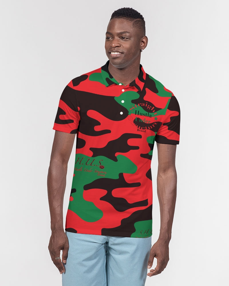 SHUS Brand RBG Camo Luxury Men's Slim Fit Short Sleeve Polo