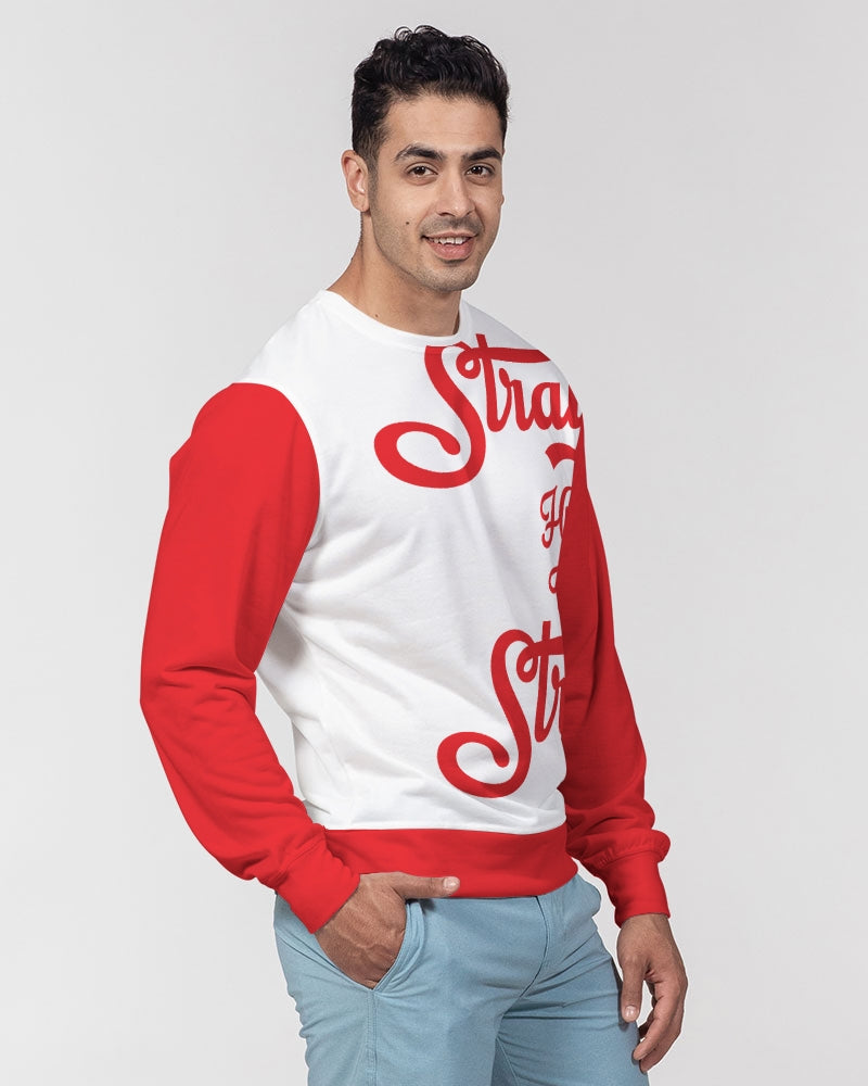 SHUS Brand Red logo luxuryMen's Classic French Terry Crewneck Pullover