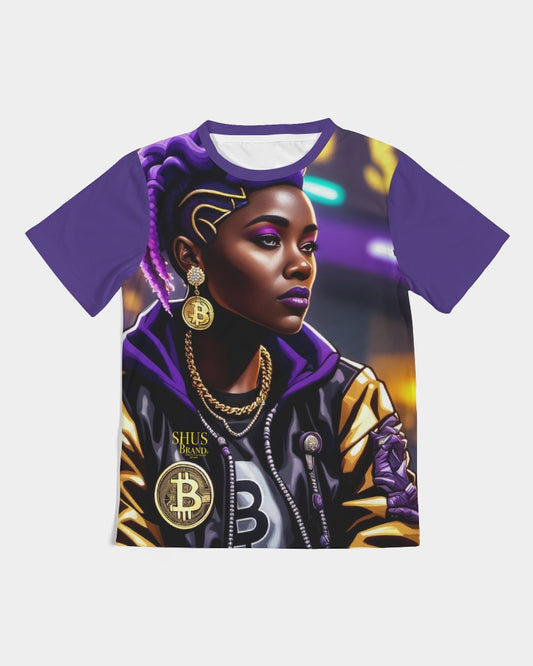 Bitcoin and The Lady in Purple  Kids  All-Over Print Tee