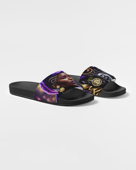 Bitcoin and The Lady in Purple  Women's Slide Sandal