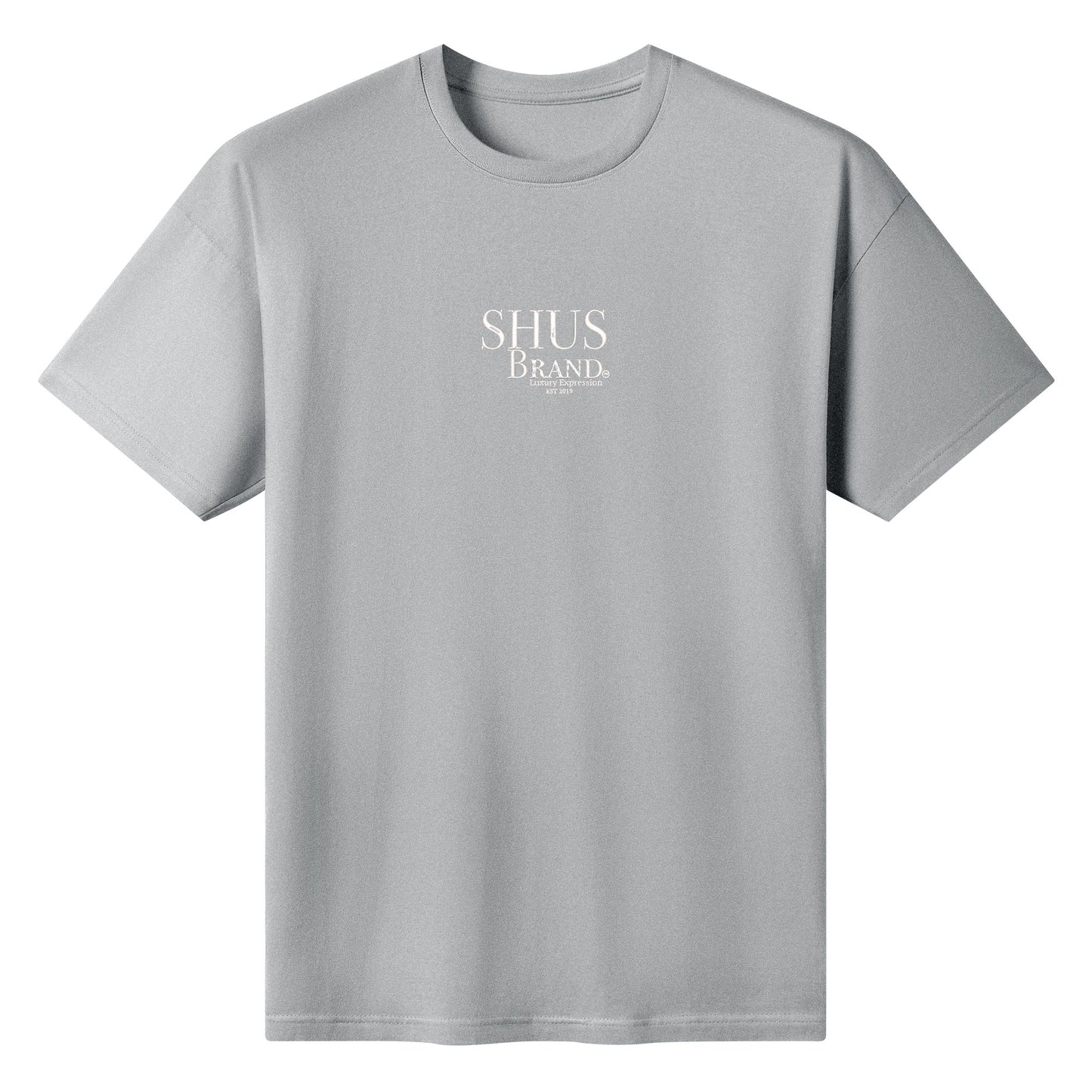 SHUS Brand Luxury Expression Embroidered Men's Cotton T shirt (Front Design)