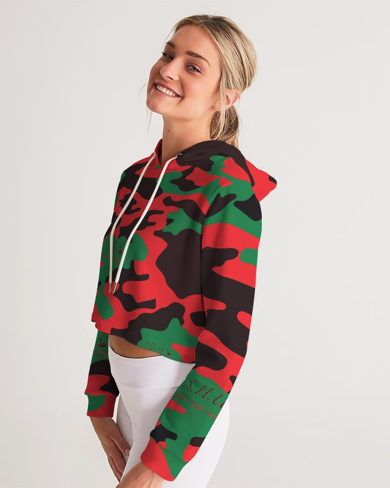 SHUS Brand RBG Camo Luxury Women's Cropped Hoodie