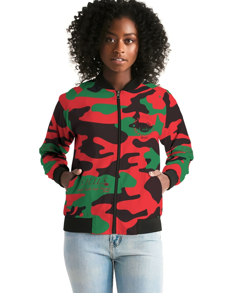 SHUS Brand RBG Camo Luxury Women's Bomber Jacket