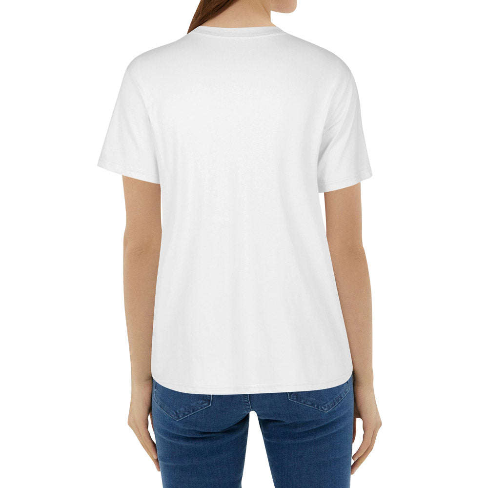 SHUS Brand Luxury Expression Embroidered Women's Cotton T shirt (Front Design)