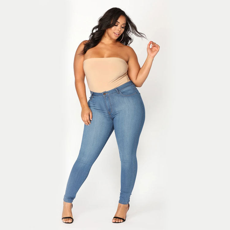 SHUS Brand Women's Plus Size High Elastic Denim Pencil Pants