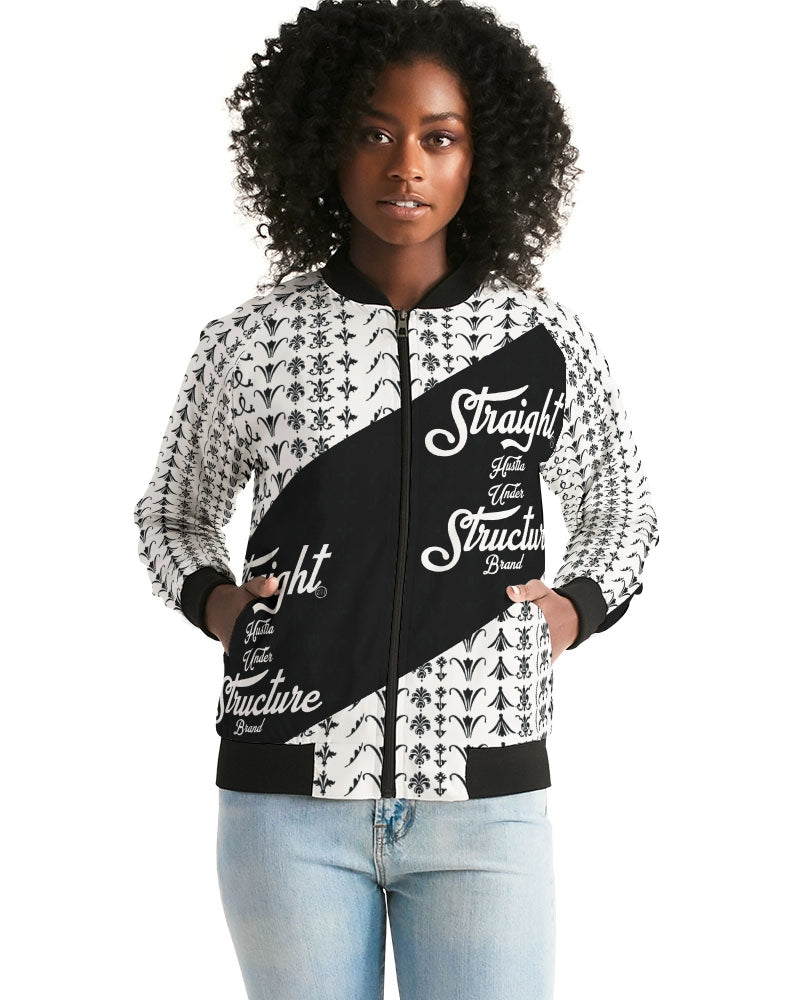 SHUS Brand Upscale Black Luxury Women's Bomber Jacket