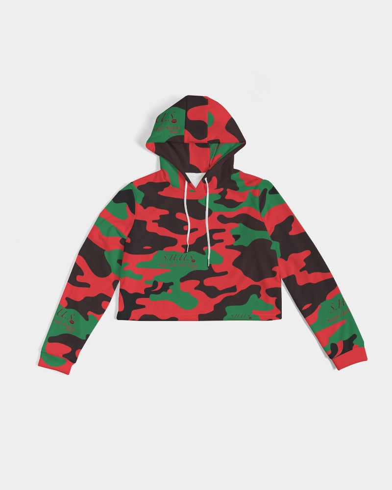 SHUS Brand RBG Camo Luxury Women's Cropped Hoodie