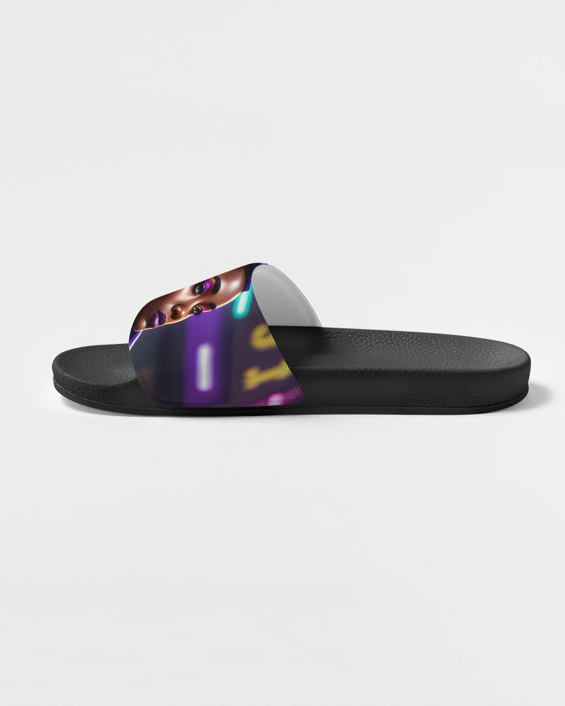 Bitcoin and The Lady in Purple  Women's Slide Sandal