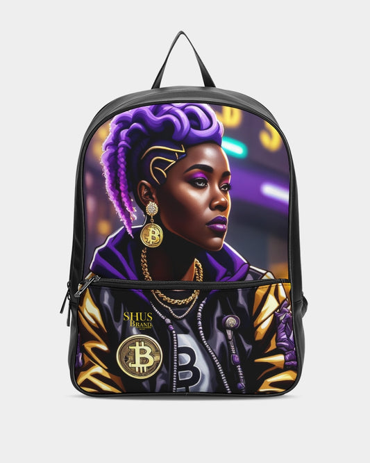 Bitcoin and The Lady in Purple  Classic Faux Leather Backpack
