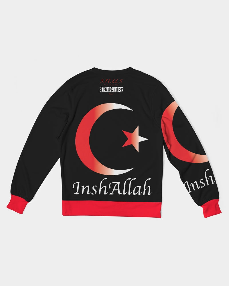 SHUS Brand Inshallah Black  Luxury Men's Classic French Terry Crewneck Pullover