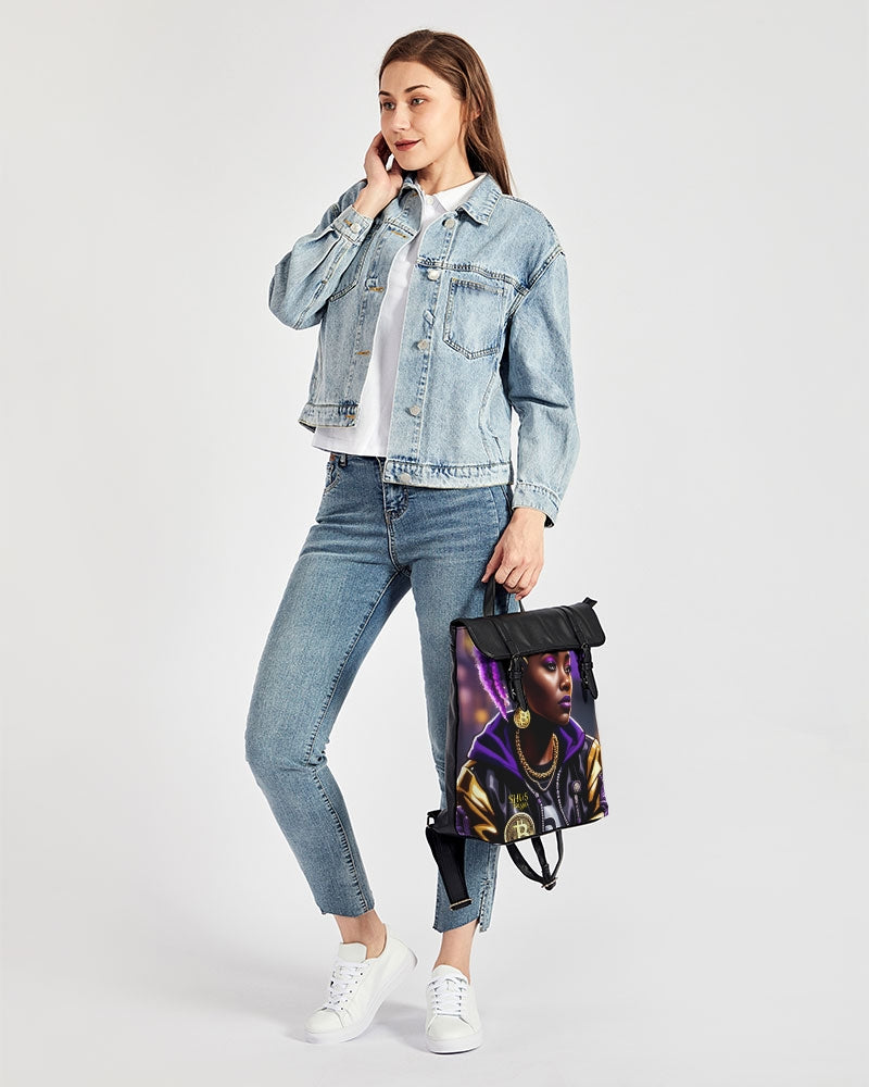 Bitcoin and The Lady in Purple  Casual Flap Backpack