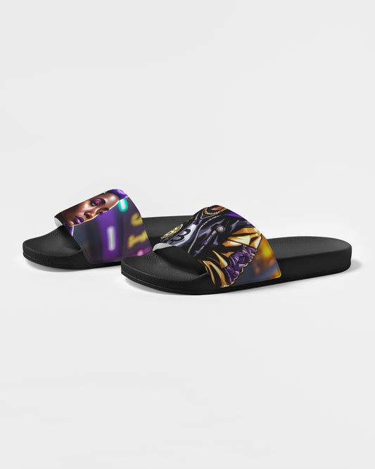 Bitcoin and The Lady in Purple  Women's Slide Sandal