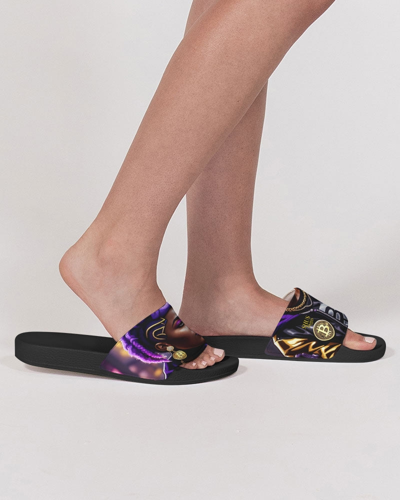 Bitcoin and The Lady in Purple  Women's Slide Sandal