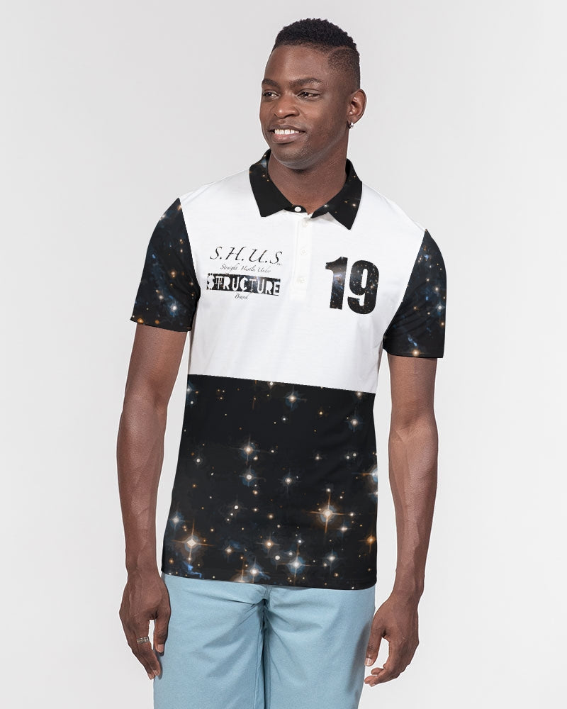 SHUS Brand luxury Space life Men's Slim Fit Short Sleeve Polo