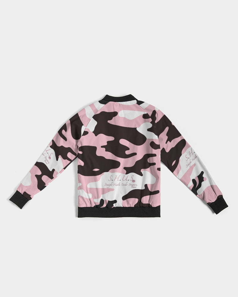 SHUS Brand Pink & Ready Camo Women's luxury Bomber Jacket