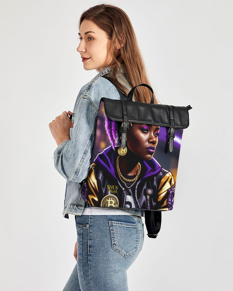 Bitcoin and The Lady in Purple  Casual Flap Backpack