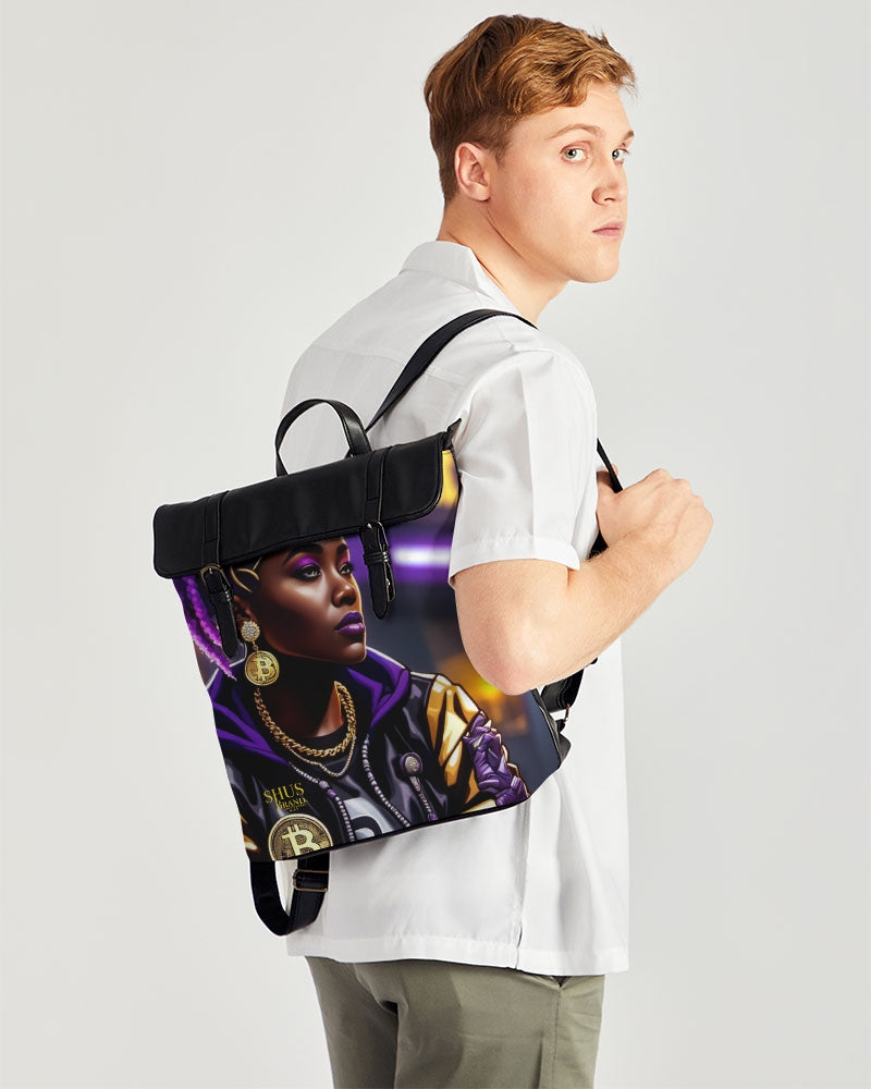 Bitcoin and The Lady in Purple  Casual Flap Backpack