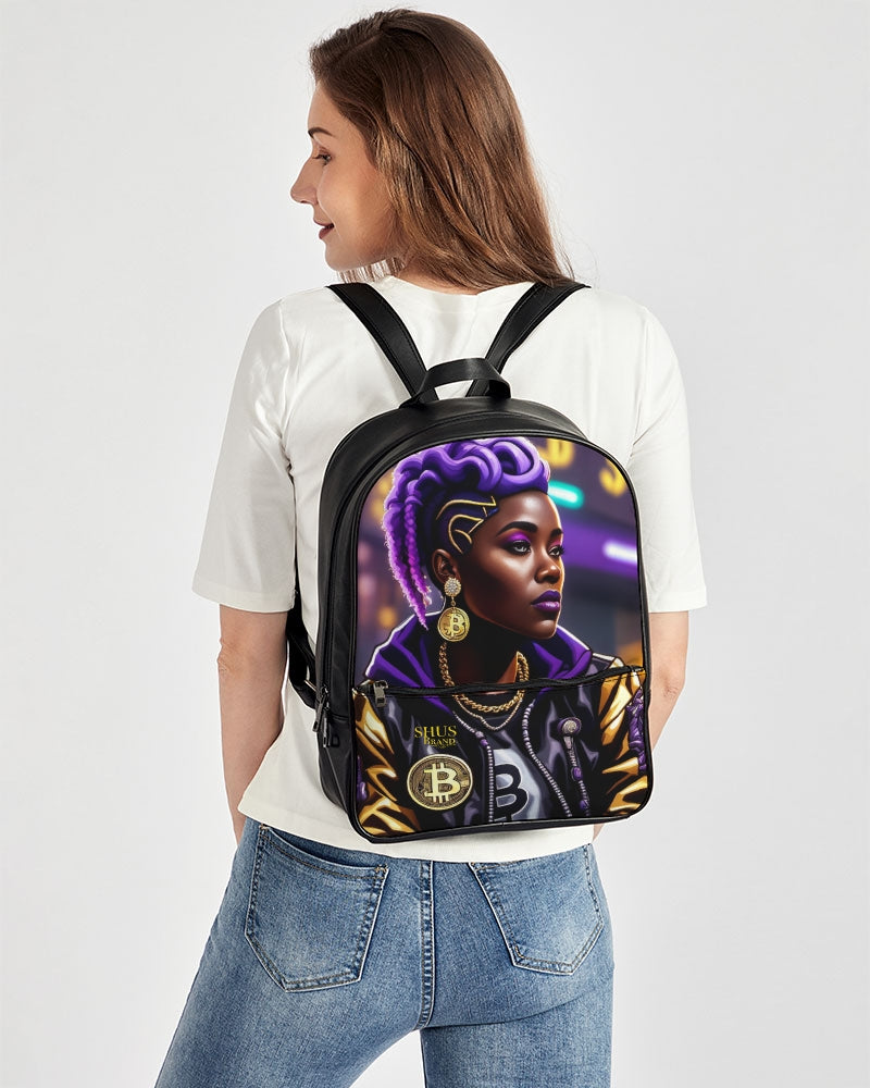 Bitcoin and The Lady in Purple  Classic Faux Leather Backpack