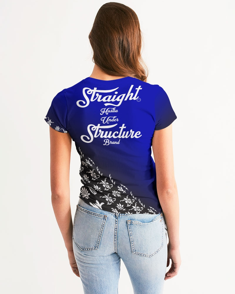 SHUS Brand luxury Designer Blue Black Women's Tee