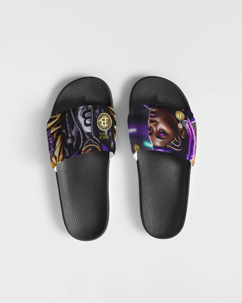 Bitcoin and The Lady in Purple  Women's Slide Sandal