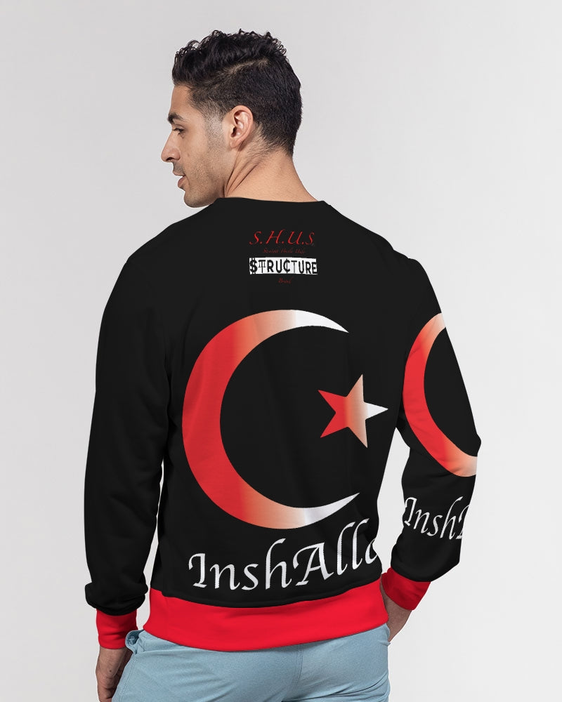 SHUS Brand Inshallah Black  Luxury Men's Classic French Terry Crewneck Pullover