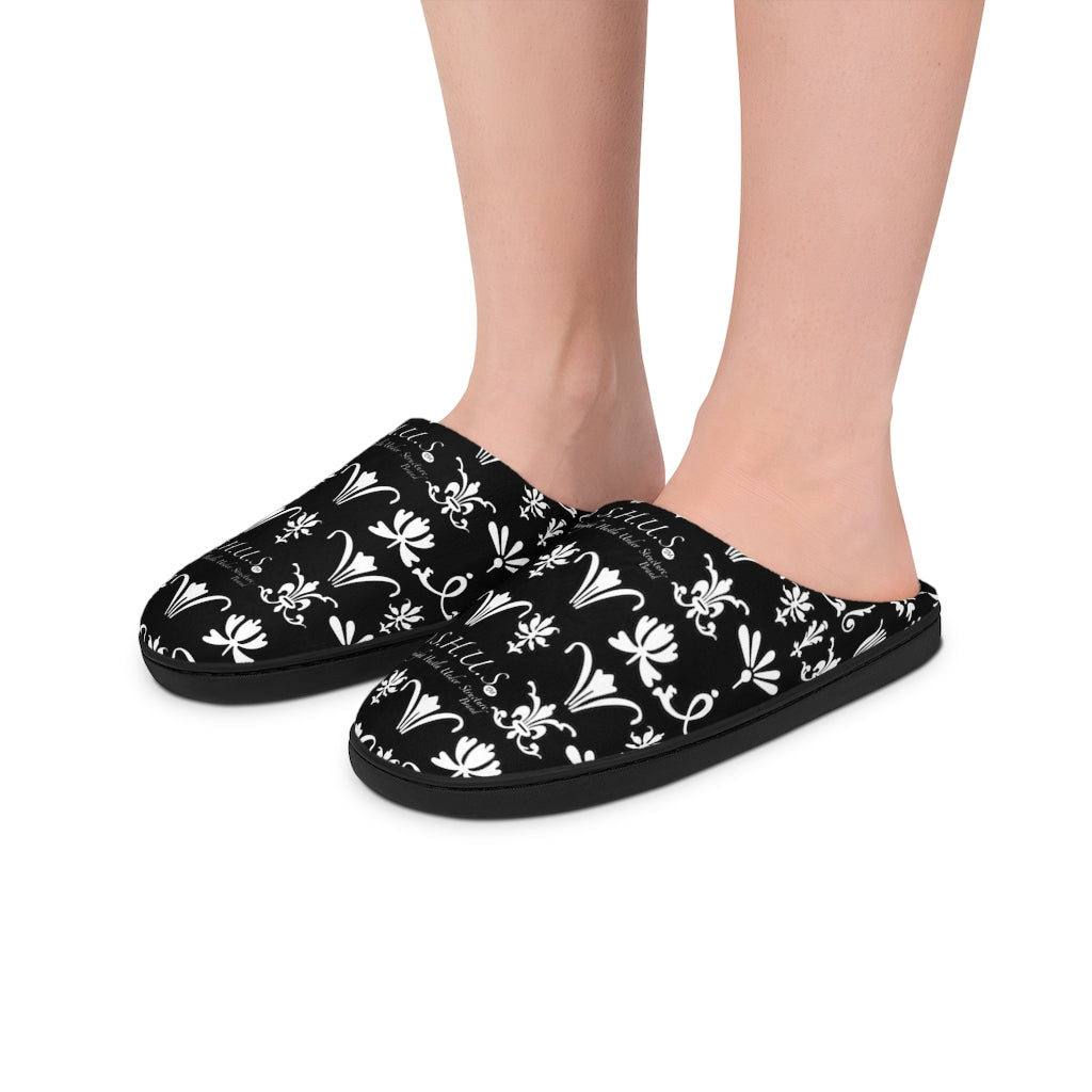 SHUS Brand Black Indoor Luxury Slippers