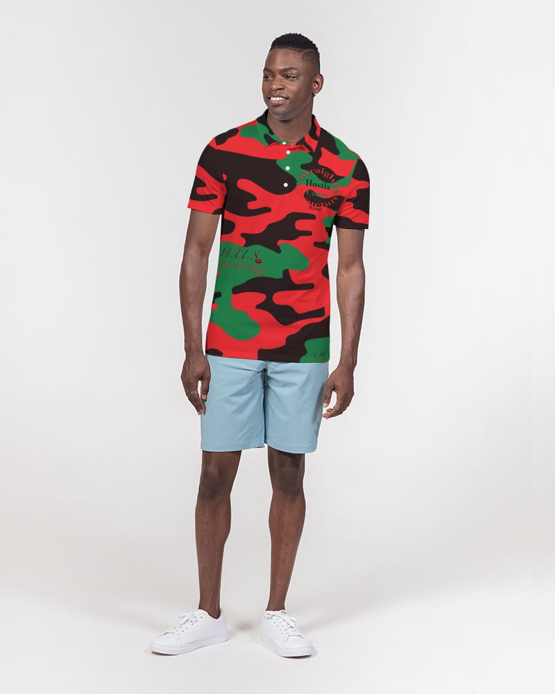 SHUS Brand RBG Camo Luxury Men's Slim Fit Short Sleeve Polo