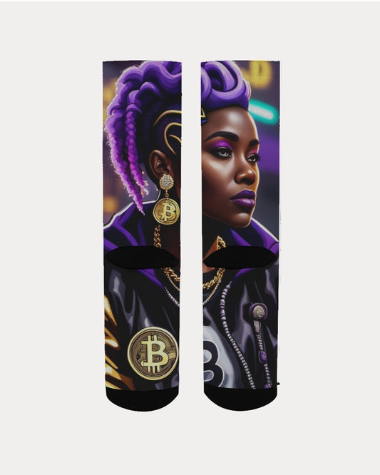 Bitcoin and The Lady in Purple  Women's Socks