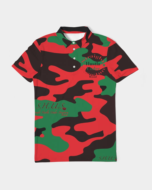SHUS Brand RBG Camo Luxury Men's Slim Fit Short Sleeve Polo