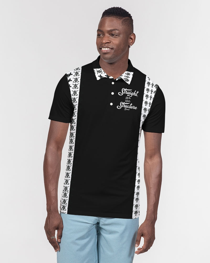 SHUS Brand Upscale Black Luxury Men's Slim Fit Short Sleeve Polo