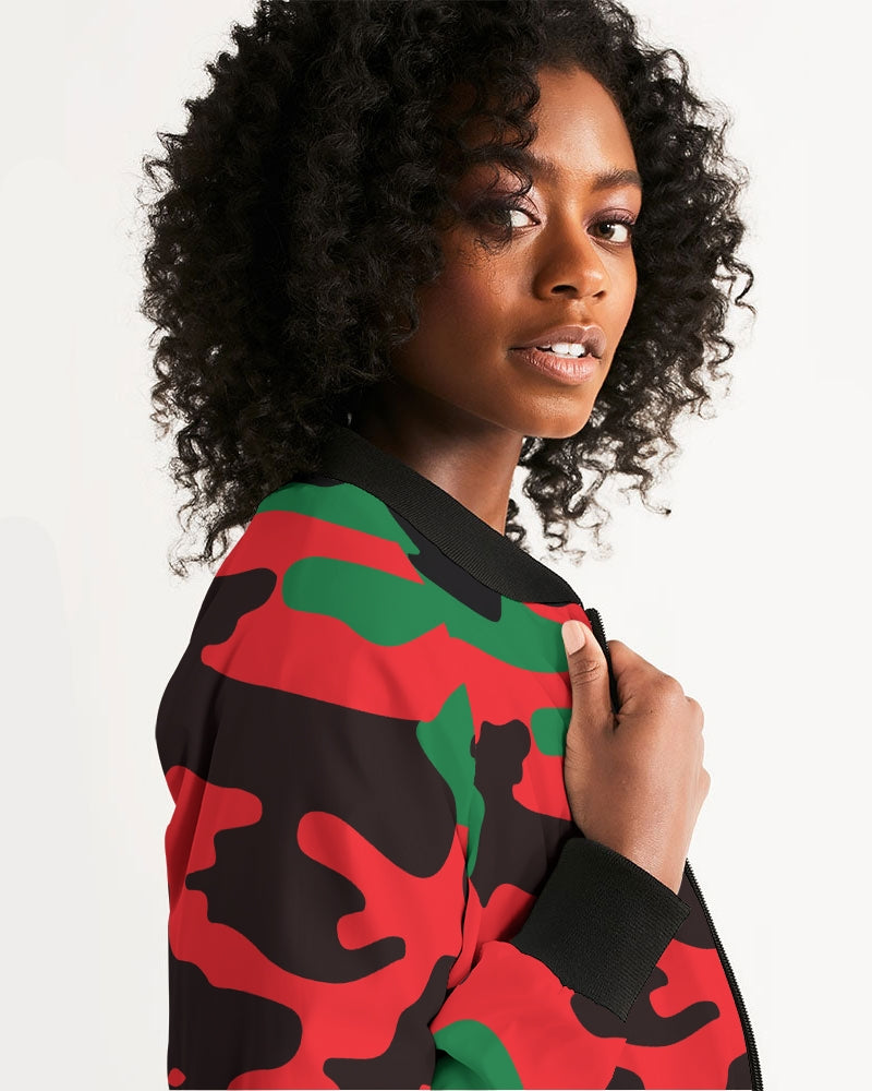 SHUS Brand RBG Camo Luxury Women's Bomber Jacket