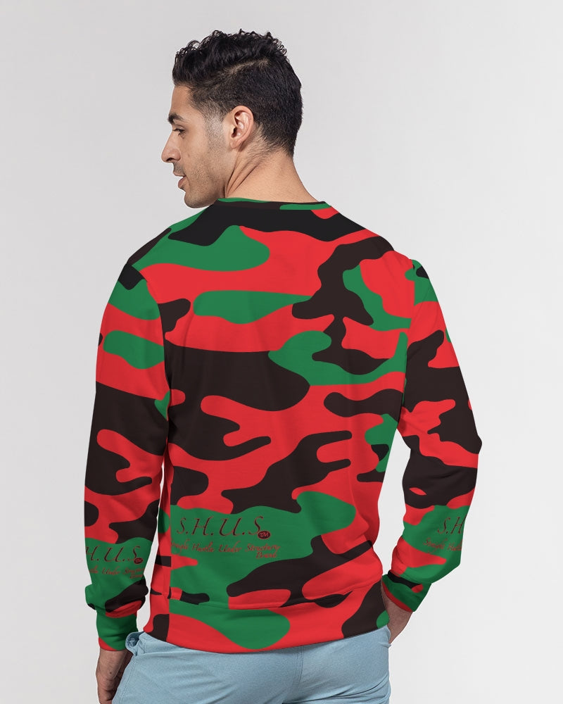 SHUS Brand RBG Camo Luxury Men's Classic French Terry Crewneck Pullover
