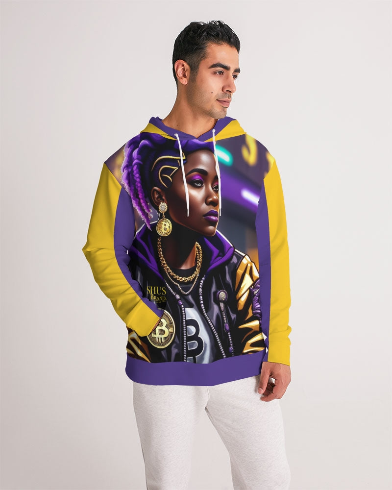 Bitcoin and The Lady in Purple  Men's All-Over Print Hoodie