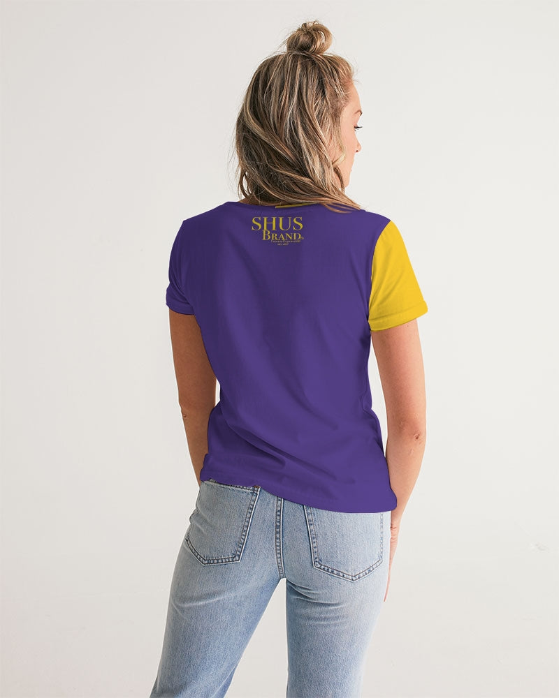 Bitcoin and The Lady in Purple  Women's All-Over Print V-Neck Tee