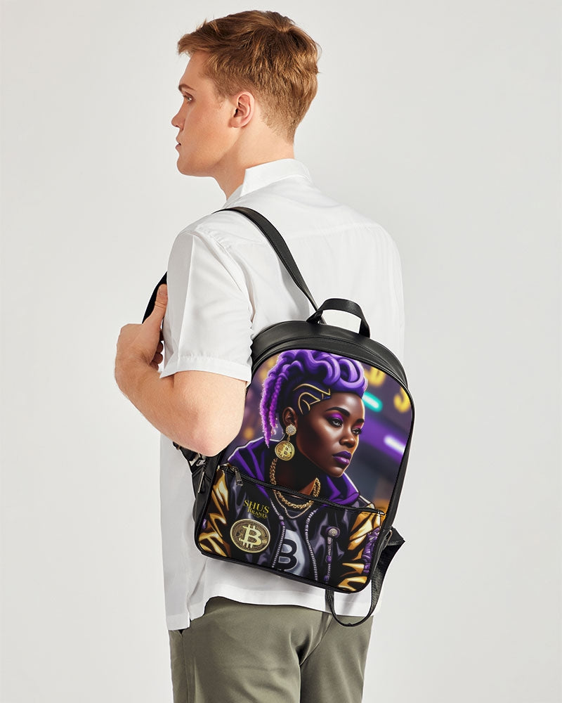 Bitcoin and The Lady in Purple  Classic Faux Leather Backpack