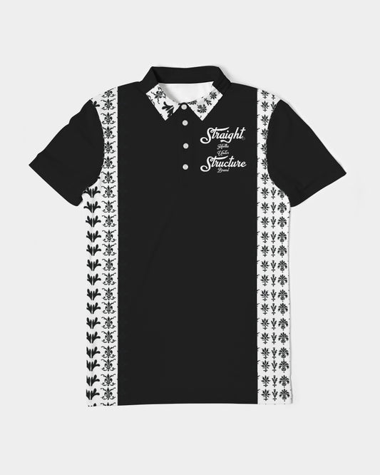 SHUS Brand Upscale Black Luxury Men's Slim Fit Short Sleeve Polo