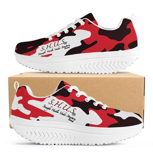 SHUS Brand Luxury  Women's Red Camo Mesh  Shoe