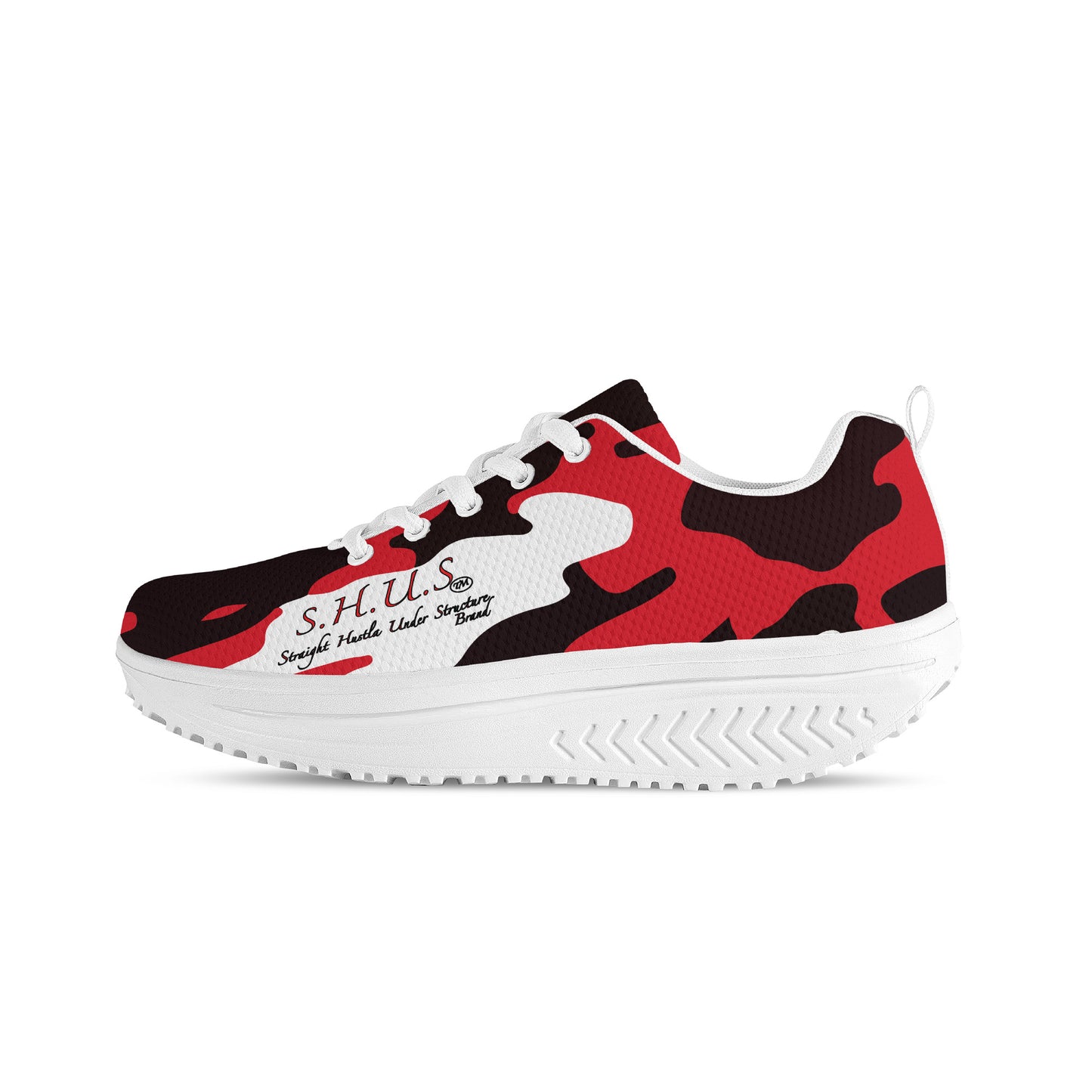 SHUS Brand Luxury  Women's Red Camo Mesh  Shoe