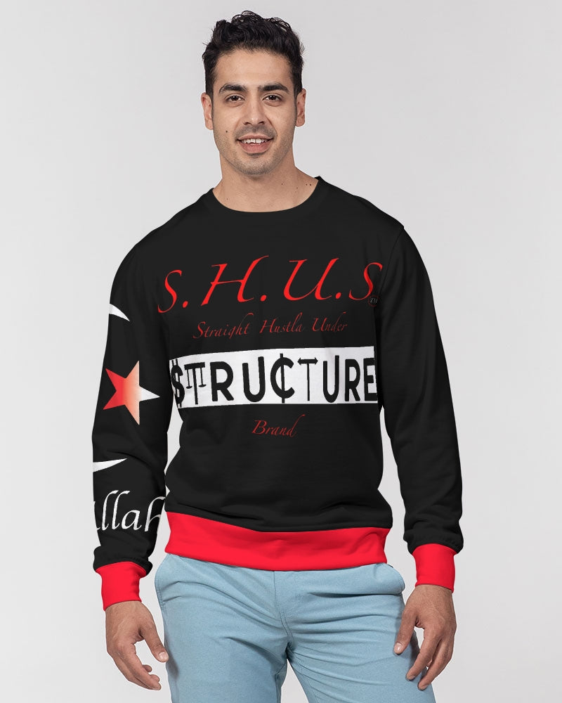 SHUS Brand Inshallah Black  Luxury Men's Classic French Terry Crewneck Pullover