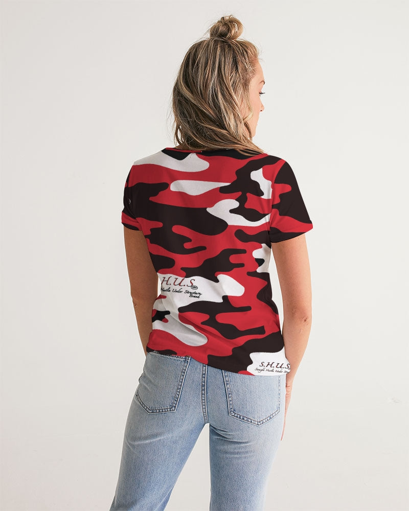 Red Camo Luxury Women's V-Neck Tee