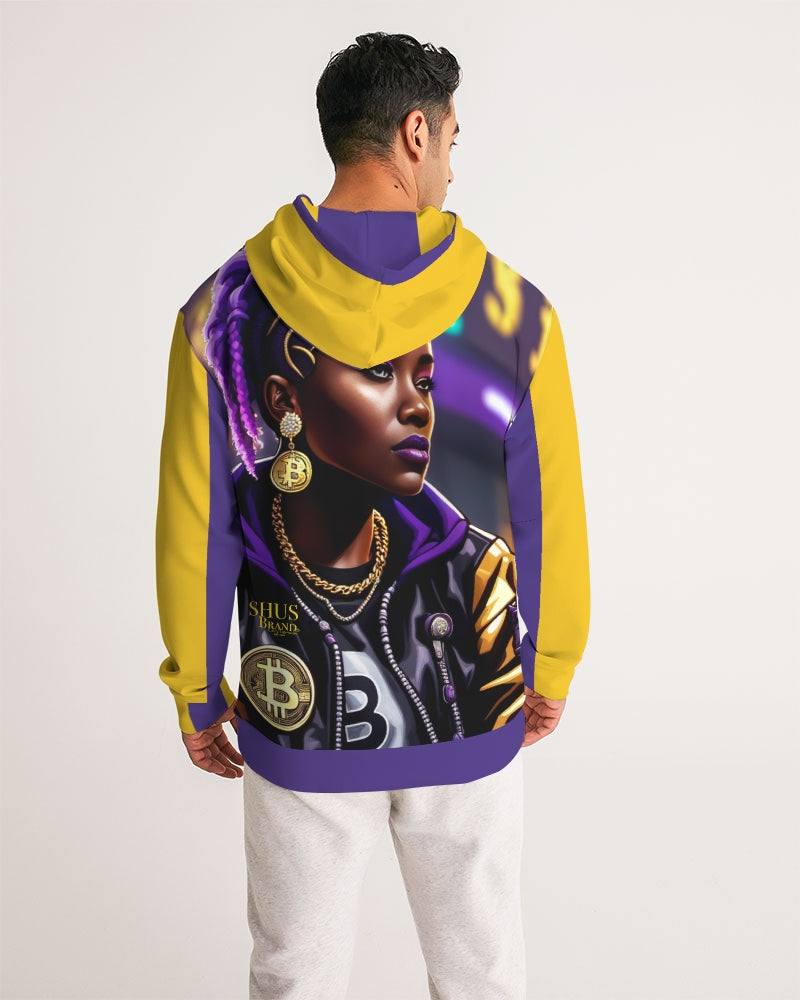 Bitcoin and The Lady in Purple  Men's All-Over Print Hoodie