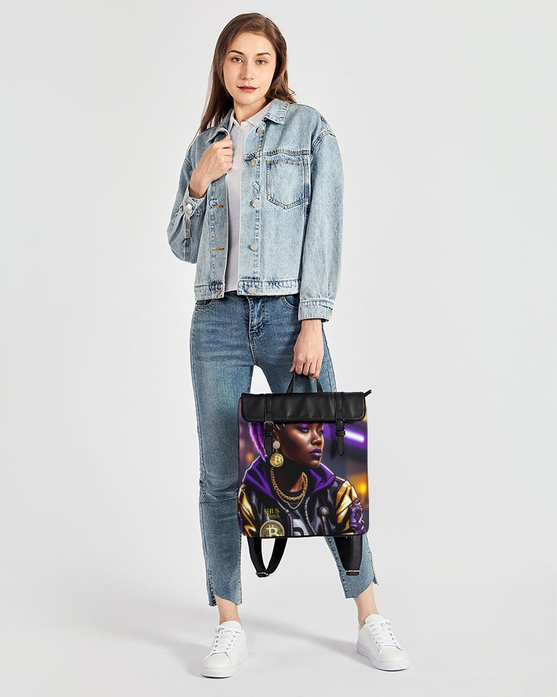 Bitcoin and The Lady in Purple  Casual Flap Backpack